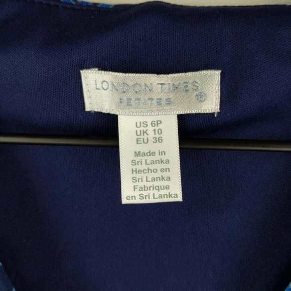 NWT London Times Blue Patterned Maxi Dress Size 6P - Picture 5 of 8